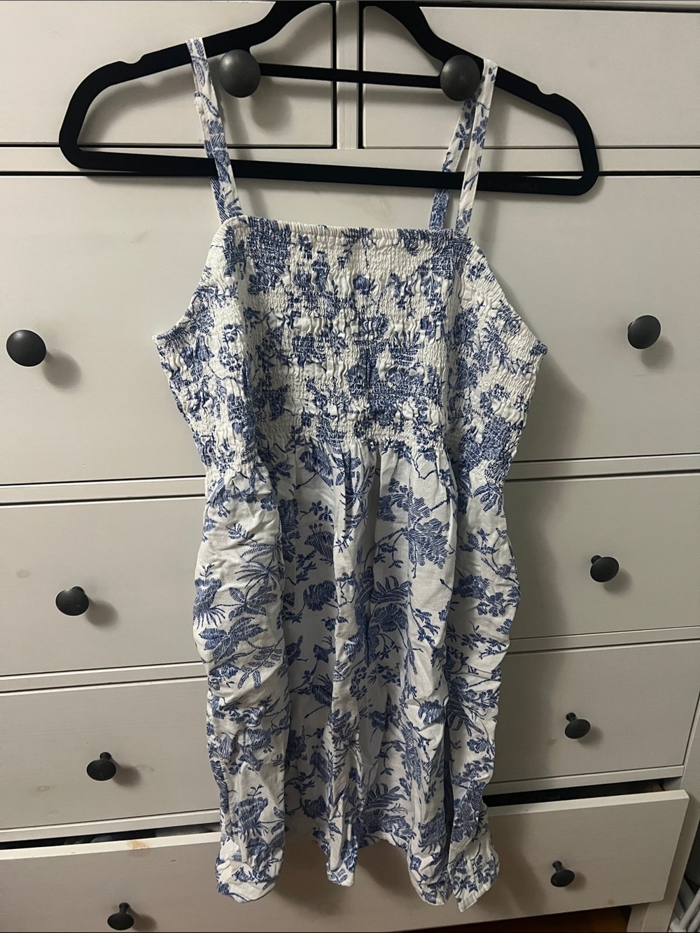 Old Navy White & Blue Floral Smocked Sundress